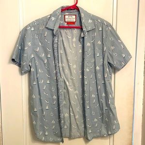 Denim & Flower Button Down Shirt